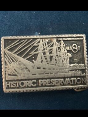 The Charles W Morgan Replica Postage Stamp Collector Solid Pewter Belt Buckle